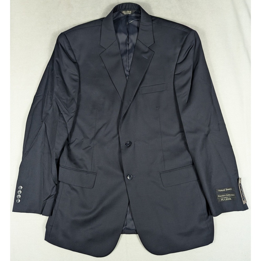 NEW Jos. A. Bank Travelers Collection Navy‎ Wool Blazer 43L Tailored Fit - Picture 2 of 7